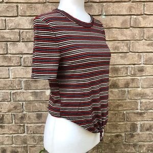 2/$10~ Gaze: knotted short striped top